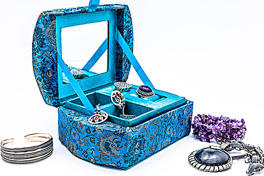 蓝色,珠宝,盒子