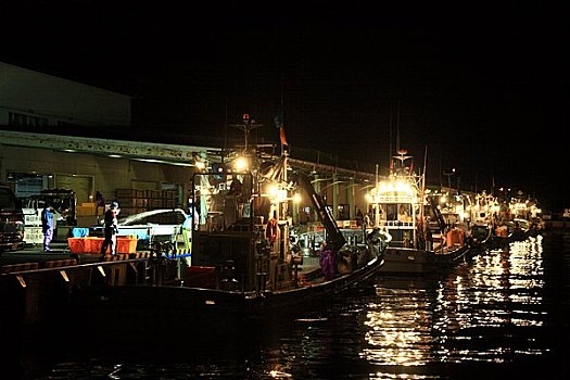 渔港,夜晚