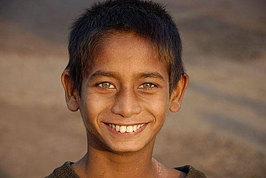 头像,乡村,男孩,微笑,库尔纳市,孟加拉,一月,2008年
