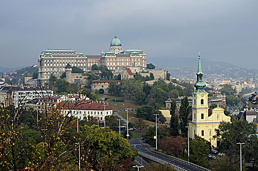 教区,教堂,城堡,山,布达佩斯,匈牙利,欧洲