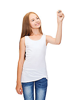 衬衫,设计,概念,微笑,少女,留白,白衬衫,绘画,文字,空中