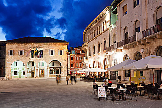 老市政厅,市场,餐馆,咖啡馆,历史,中心,普拉,伊斯特利亚,克罗地亚,欧洲