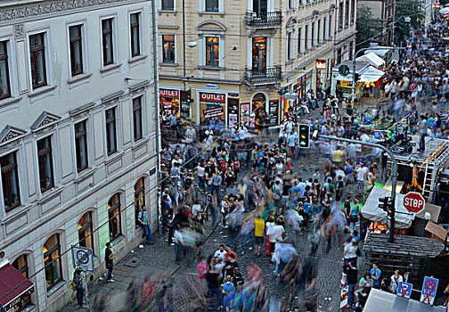 聚会,跳舞,人,区域,节日,德累斯顿,俯视,街道,萨克森,德国,欧洲