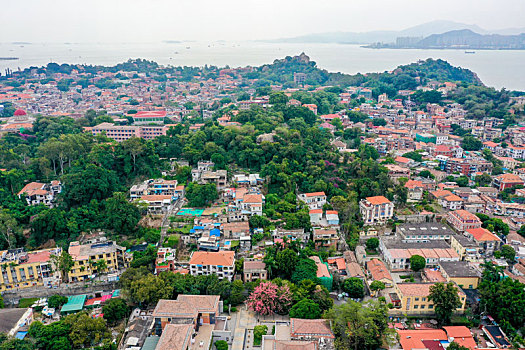 航拍福建厦门鼓浪屿风景名胜区风光