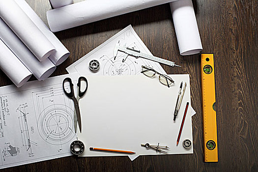 工具,纸,素描,桌子