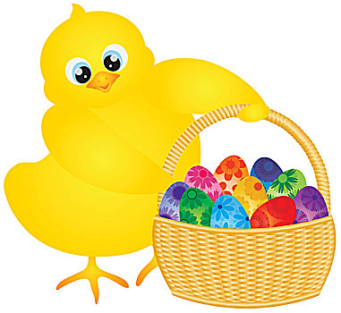 复活节,幼禽,篮子,花,蛋