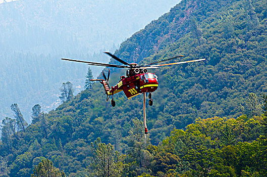 美国,加利福尼亚,门口,直升飞机,水,默塞德河,争斗,森林火灾