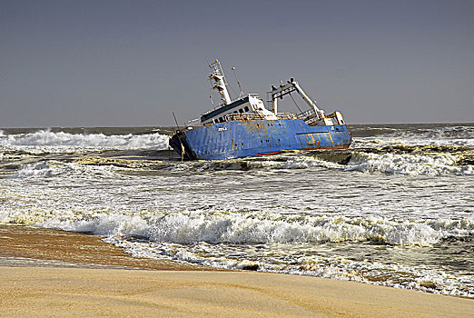 老,失事船舶,大西洋,海岸,斯瓦科普蒙德,湾,著名,骷髅海岸,纳米比亚,非洲