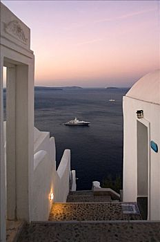 游轮,晨光,锡拉岛,基克拉迪群岛,爱琴海,希腊