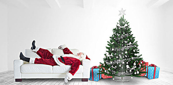 合成效果,图像,圣诞老人,小憩,家,圣诞树