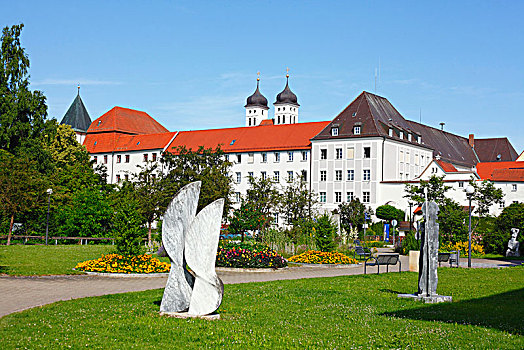 古恩斯堡,小教堂,宫殿,花园,老城,巴伐利亚,德国,欧洲