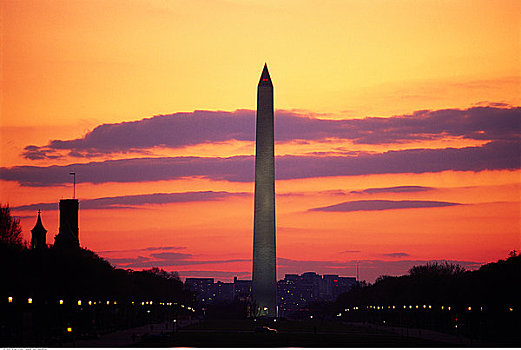 华盛顿纪念碑,日落,华盛顿,华盛顿特区,美国