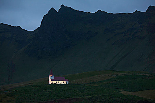 光亮,教堂,仰视,悬崖,冰岛