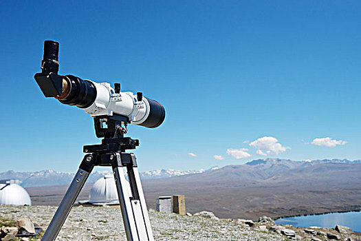 望远镜,观测,地上,靠近,湖,夏天,新西兰