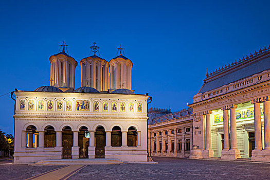 宫殿,大教堂,黄昏,布加勒斯特,罗马尼亚