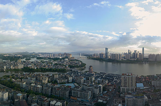 广东惠州东江两岸城市建筑航拍景观
