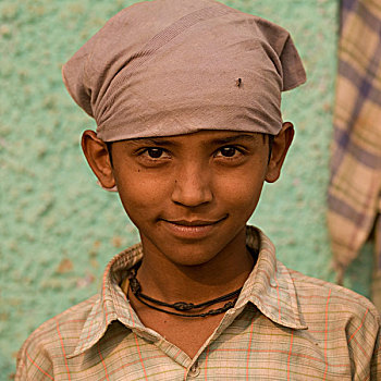 肖像,男孩,印度