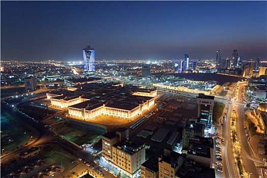 风景,科威特城,夜晚,中东