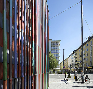 博物馆,慕尼黑,德国,2009年,特写,彩色,陶瓷,杆,化妆,建筑正面,风景,室外,上方,街道