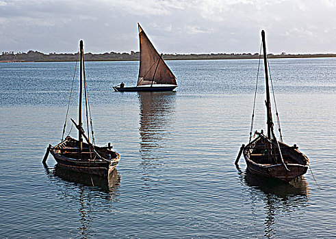 航行,传统,木质,帆船