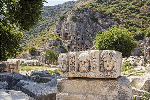 米拉,石头,陵墓,土耳其