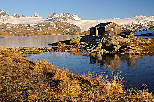 斯堪的纳维亚,挪威,风景,屋舍,湖