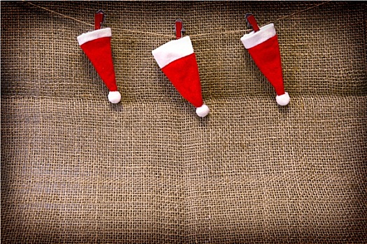 圣诞节,帽子,悬挂,褐色,布,背景