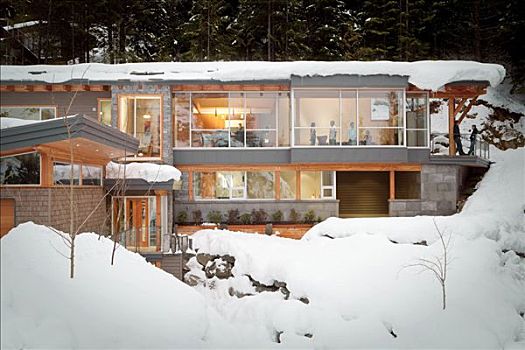 外景,室内,高山,家,冬天,不列颠哥伦比亚省,加拿大