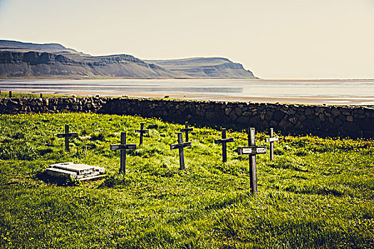 小,墓地,西部,峡湾,冰岛