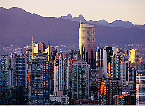 城市天际线,温哥华,不列颠哥伦比亚省,加拿大