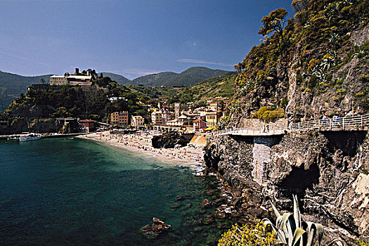 意大利,利古里亚,五渔村,里维埃拉,徒步旅行,海滩,大幅,尺寸