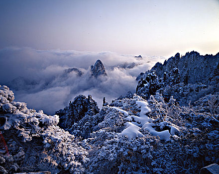 安徽黄山北海日出雪景云海全景