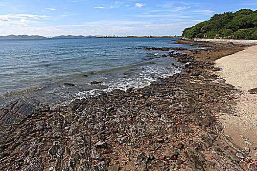 岩石海岸,海滩,芭提雅,泰国