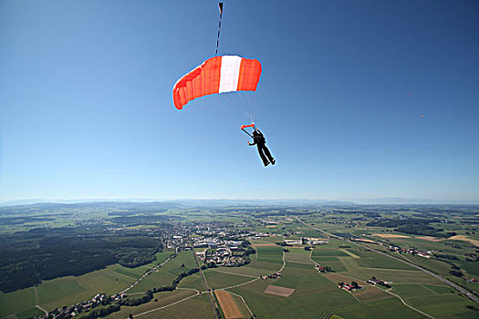 跳伞运动员,跳伞,高处,巴伐利亚,德国