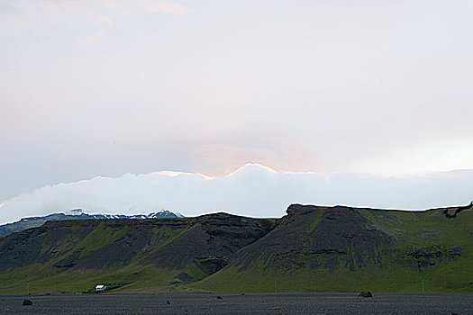冰岛,日落,俯视,火山
