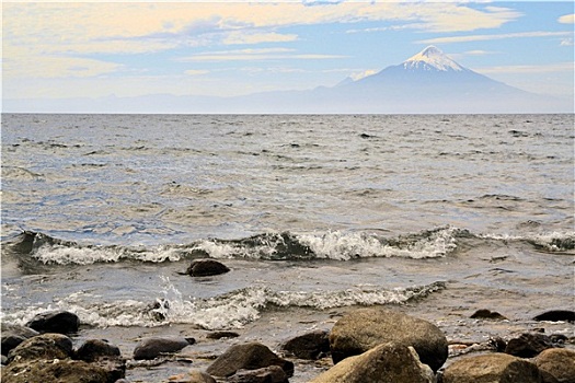 火山,湖,巴塔哥尼亚,智利
