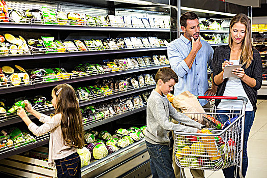 可爱,家庭,选择,食品杂货,一起,超市