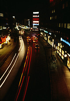 街道,夜晚,斯德哥尔摩,瑞典