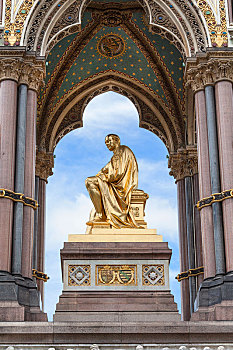 阿尔伯特亲王城,纪念,金色,雕塑,肯辛顿花园,伦敦,英国