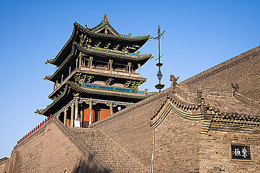 廟宇,城墻,平遙,山西,中國