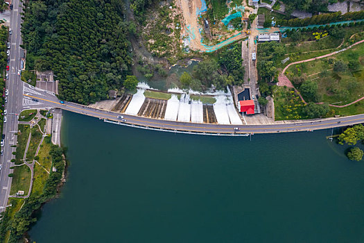 航拍济南锦绣川水库