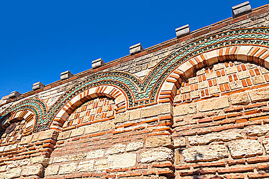 老,石墙,古老,图案,清晰,蓝天,教堂,内塞巴尔,城镇,保加利亚