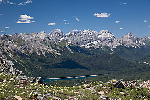 山脉,湖,山脊,艾伯塔省,加拿大