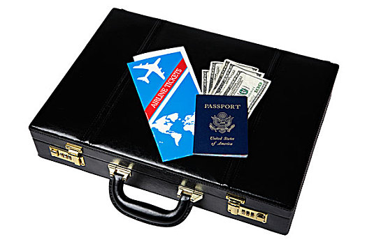 公文包,航空公司,机票,护照,美国,钱
