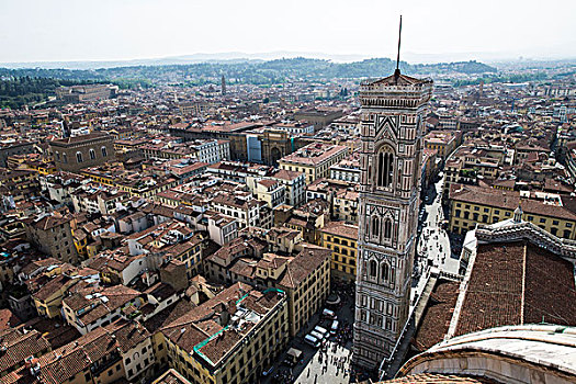 城市,钟楼,塔,俯视,佛罗伦萨,托斯卡纳,意大利,欧洲