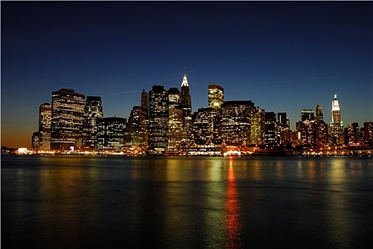 曼哈顿,天际线,夜晚