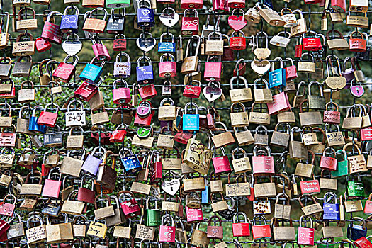 喜爱,锁,铁丝栅栏,卡塞尔,黑森州,德国,欧洲