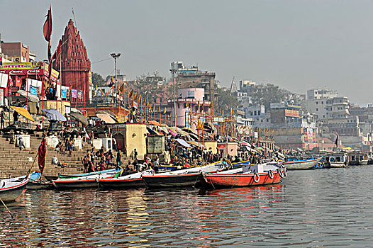 船,恒河,河,瓦腊纳西,贝拿勒斯,北方邦,印度,南亚