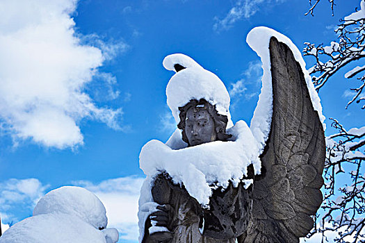 积雪,天使,雕塑