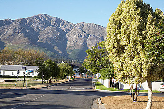 风景,道路,山,背景,法国角,南非
